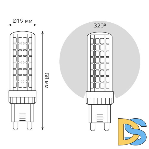 Лампа светодиодная диммируемая Gauss G9 5,5W 4100К прозрачная 107309255-D