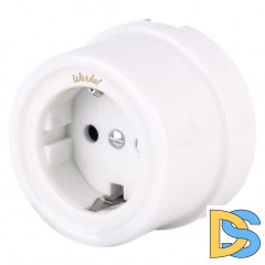 Розетка с заземлением (белый) Ретро W5671001