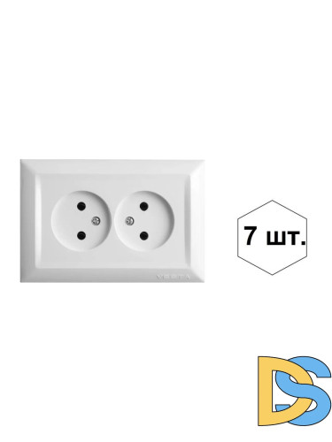 Розетка двойная без заземления белая Vesta-Electric Roma White -7 шт.