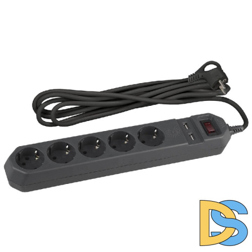 Сетевой фильтр ЭРА USF-5es-1.5m-USB-B Б0019036