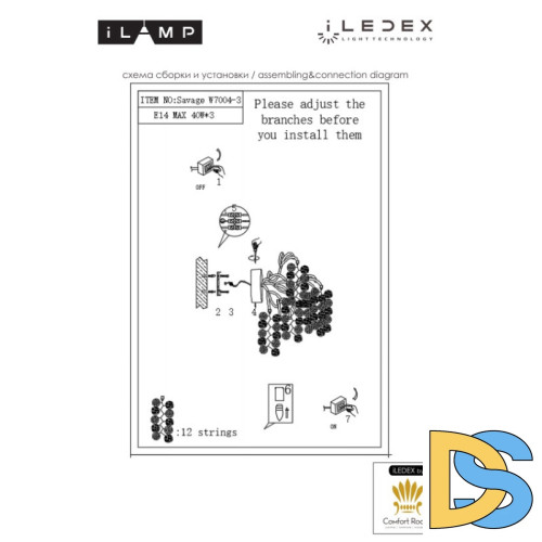 Настенный светильник iLamp Savage W7004-3 GD