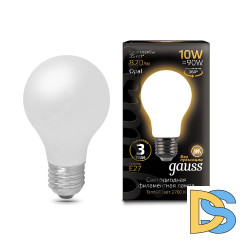 Лампа светодиодная филаментная Gauss E27 10W 2700К матовая 102202110