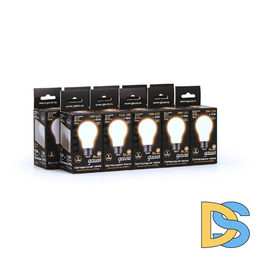 Лампа светодиодная филаментная Gauss E27 10W 2700К матовая 102202110