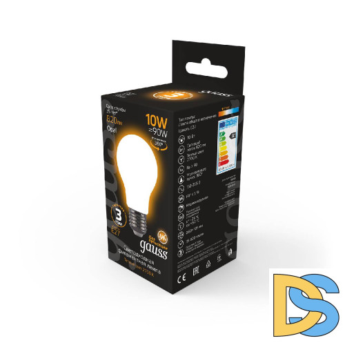 Лампа светодиодная филаментная Gauss E27 10W 2700К матовая 102202110