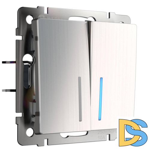 Выключатель двухклавишный с подсветкой Werkel глянцевый никель W1120102 4690389157899