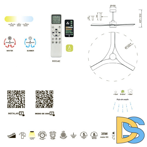 Люстра-вентилятор Mantra Thai 8716