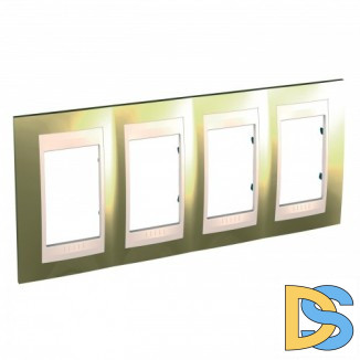 Рамка 4-ая (четверная), Золото/Бежевый (пластик), серия Unica, Schneider Electric