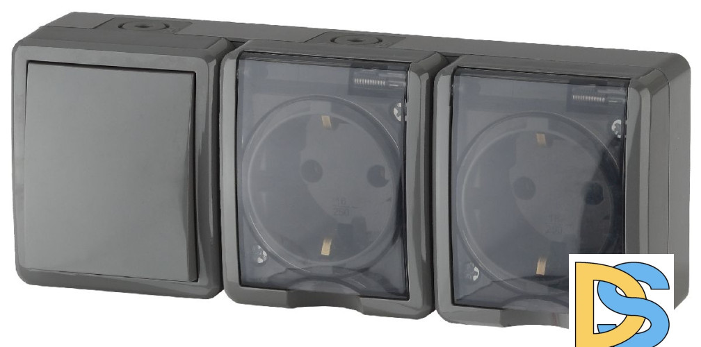 Блок две розетки+выключатель Эра 11-7403-03 Б0027674