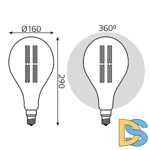 Лампа светодиодная филаментная Gauss E27 6W 2700K груша янтарная 179802118
