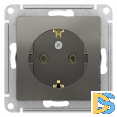 Розетка 1-ая электрическая, с заземлением, Сталь, серия Atlas Design, Schneider Electric