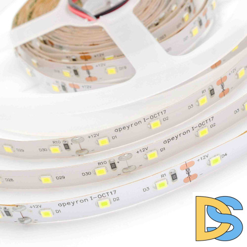 Светодиодная лента Apeyron 12В СТ 4,8Вт/м smd3528, 60д/м IP67 (НАНО) 280Лм/м 5м 6500К 00-71