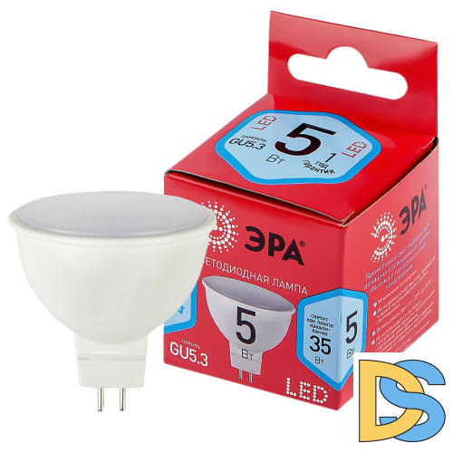 Лампа светодиодная Эра GU5.3 5W 4000K LED MR16-5W-840-GU5.3 R Б0049639