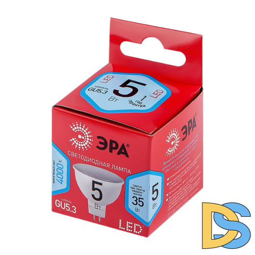 Лампа светодиодная Эра GU5.3 5W 4000K LED MR16-5W-840-GU5.3 R Б0049639
