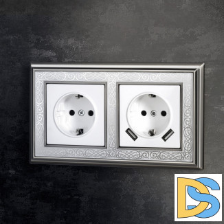 Рамка на 2 поста (хром/белый) W0021431