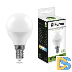 Лампа светодиодная Feron E14 9W 4000K Шар Матовая LB-550 25802