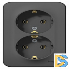 Розетка 2-ая с/з без шторок 16А, 250В, изолир пластина Schneider Blanca Антрацит