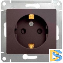 Розетка 1-ая электрическая, с заземлением, Графит, серия Glossa, Schneider Electric