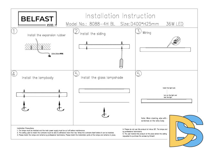 Потолочный светильник Belfast Glenmore 8088-4H BL