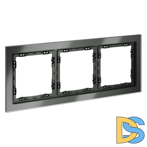 Рамка стеклянная VOLTUM S70 на 3 поста, (титан, стекло)