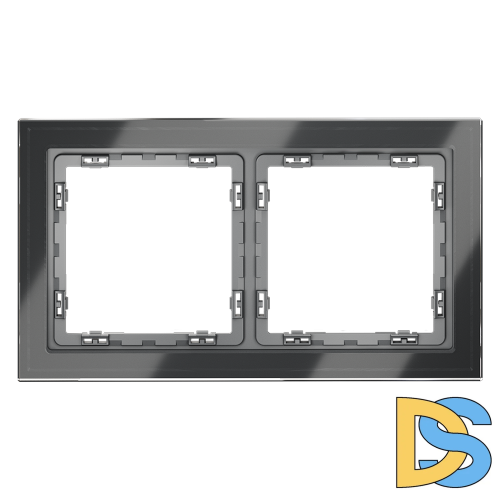 Рамка стеклянная VOLTUM S70 на 2 поста, (графит, стекло)