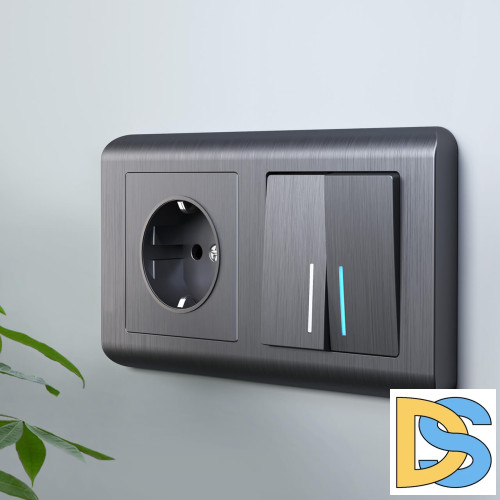 Розетка с заземлением Werkel графит рифленый W1171004 4690389158629