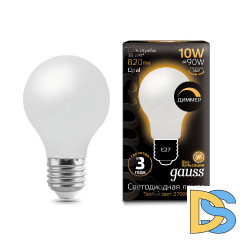 Лампа светодиодная диммируемая Gauss филаментная E27 10W 2700К матовая 102202110-D