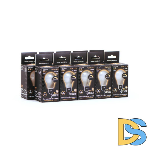 Лампа светодиодная диммируемая Gauss филаментная E27 10W 2700К матовая 102202110-D