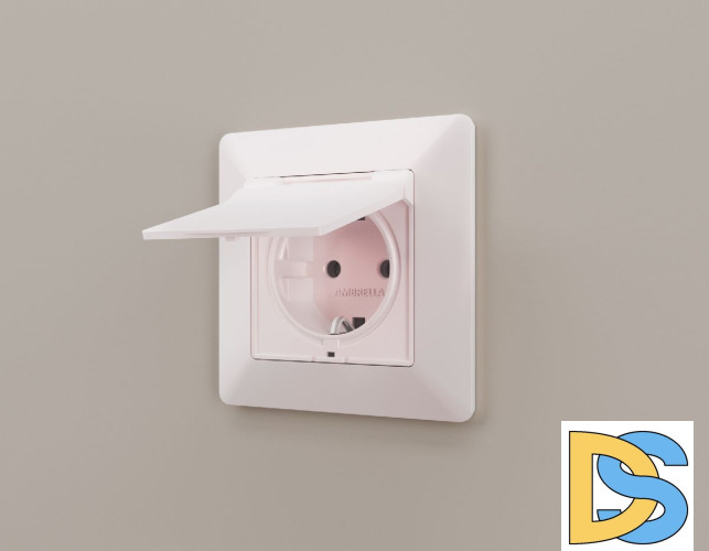 Лицевая панель для розетки с/з со шторками и крышкой Ambrella Volt Alfa AP2080