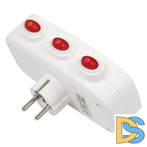 Разветвитель сетевой с выключателем Uniel S-GES3-16OB WHITE UL-00011239