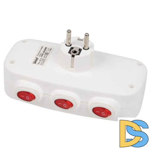 Разветвитель сетевой с выключателем Uniel S-GES3-16OB WHITE UL-00011239
