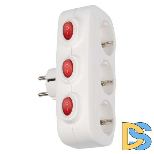 Разветвитель сетевой с выключателем Uniel S-GES3-16OB WHITE UL-00011239