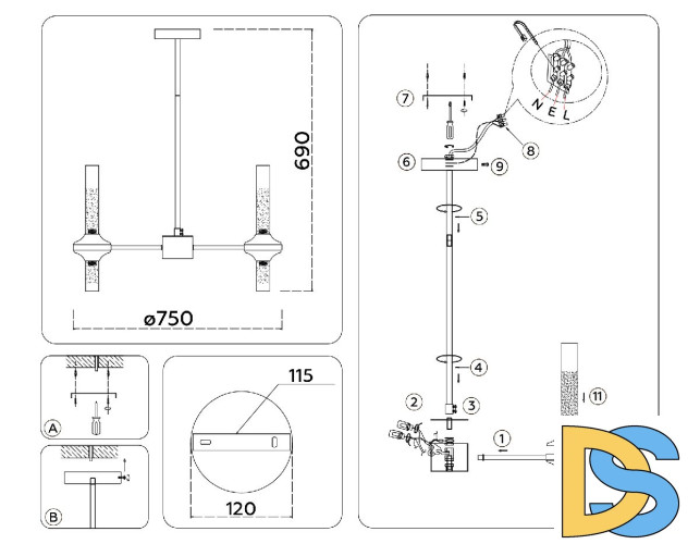 Люстра на штанге Ambrella Light High Light Modern LH55353