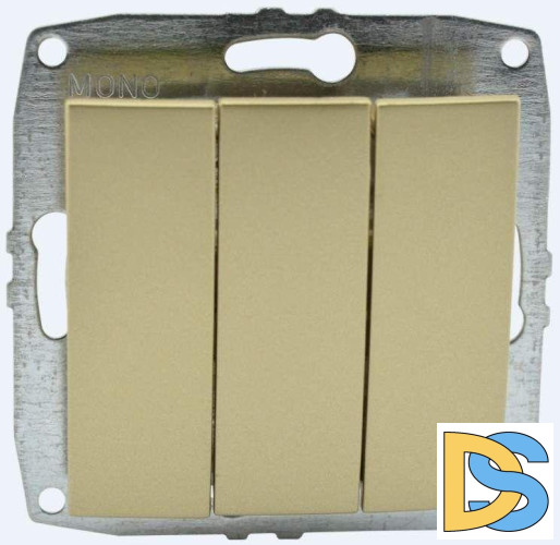 Выключатель трехклавишный Mono Electric Despina-Larissa 10А 250В титан 500-002222-114