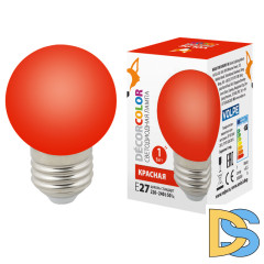 Лампа декоративная светодиодная (UL-00005646) Volpe E27 1W красная LED-G45-1W/RED/E27/FR/С