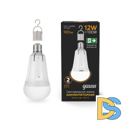 Лампа светодиодная аккумуляторная Gauss E27 12W 3000K матовая 102002112