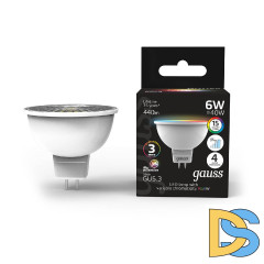 Лампа светодиодная диммируемая Gauss GU5.3 6W RGBW рефлектор матовый 101105406