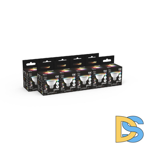 Лампа светодиодная диммируемая Gauss GU5.3 6W RGBW рефлектор матовый 101105406