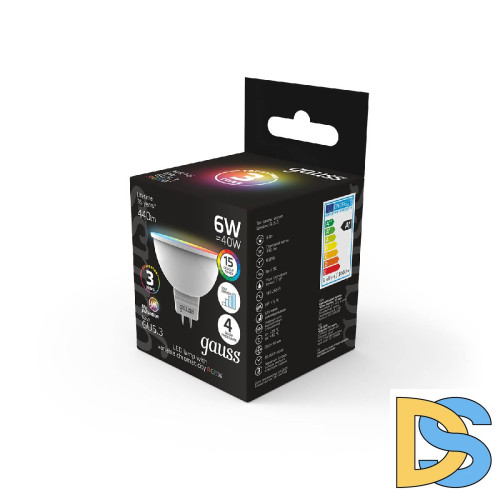 Лампа светодиодная диммируемая Gauss GU5.3 6W RGBW рефлектор матовый 101105406