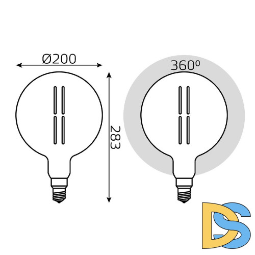 Лампа светодиодная филаментная Gauss E27 6W 4000K шар серый 154802205