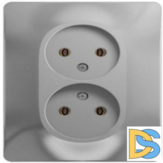 Розетка 2-ая электрическая без заземления, Алюминий, серия Glossa, Schneider Electric