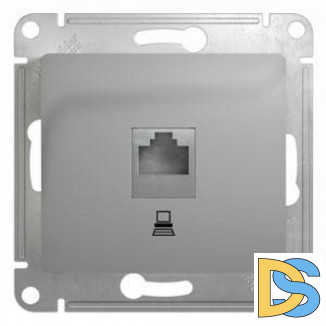 Розетка компьютерная 1-ая кат.5е, RJ-45 (интернет), Алюминий, серия Glossa, Schneider Electric