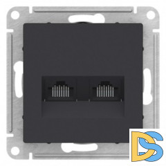 Розетка компьютерная 2-ая кат.5е, RJ-45 (интернет), Карбон, серия Atlas Design, Schneider Electric