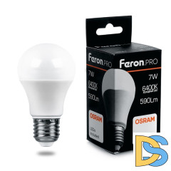 Лампа светодиодная Feron Pro E27 7W 6400K груша матовая LB-1007 38025