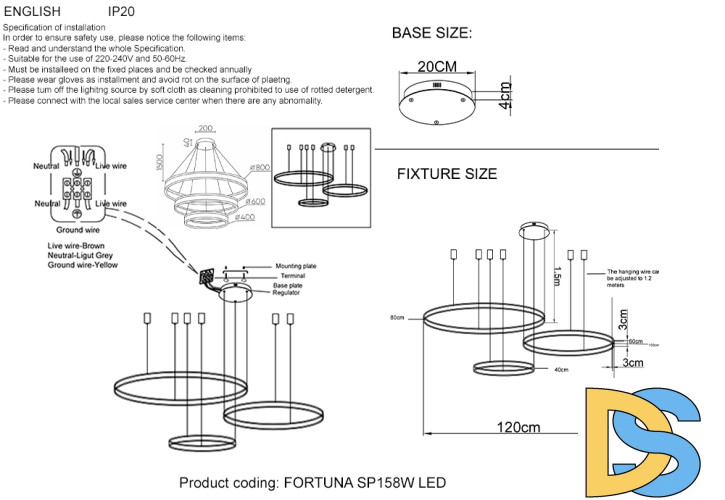 Подвесная люстра Crystal Lux FORTUNA SP158W LED BLACK