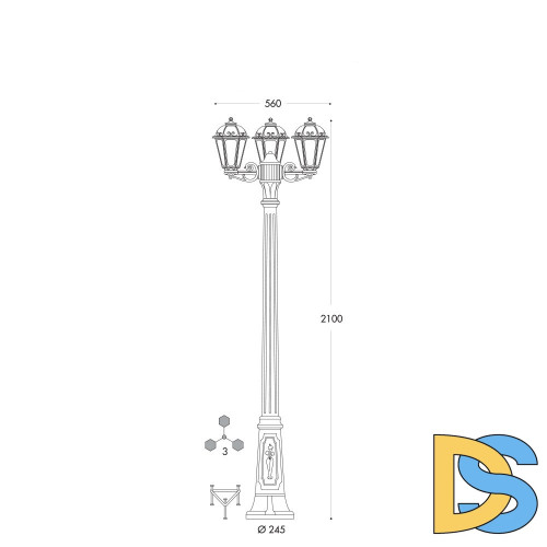Уличный фонарь Fumagalli Gigi Bisso/Saba 3L K22.156.S30.AXF1R