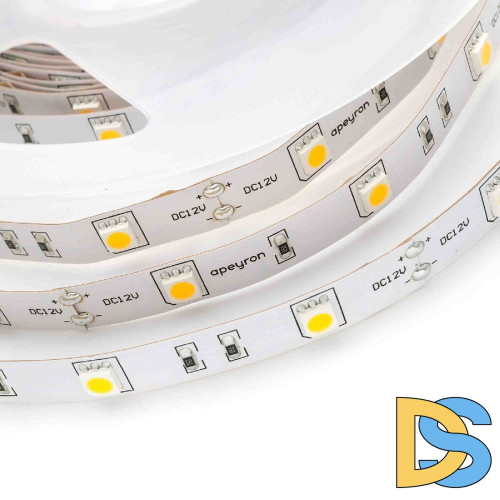 Светодиодная лента Apeyron 12В 5050 7,2Вт/м 3000К 600Лм/м 5м IP20 00-437