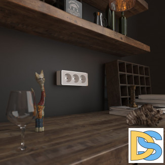 Розетка тройная с заземлением и шторками Gallant (белая) W5073101