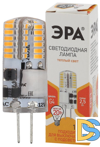 Лампа светодиодная Эра G4 2,5W 2700K LED-JC-2,5W-12V-SLC-827-G4 Б0049089