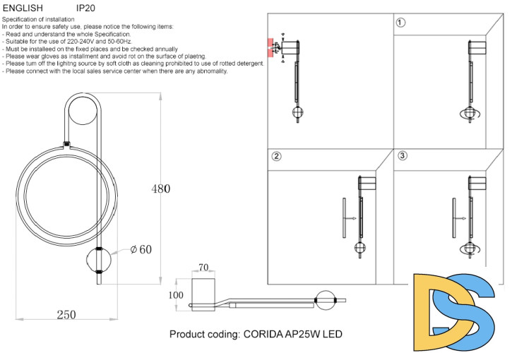 Бра Crystal lux CORIDA AP25W LED BLACK/GOLD