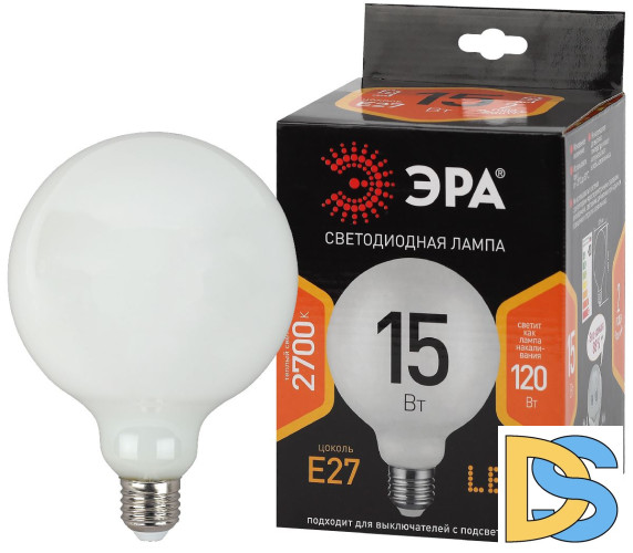 Лампа светодиодная Эра E27 15W 2700K F-LED G125-15w-827-E27 OPAL Б0047038